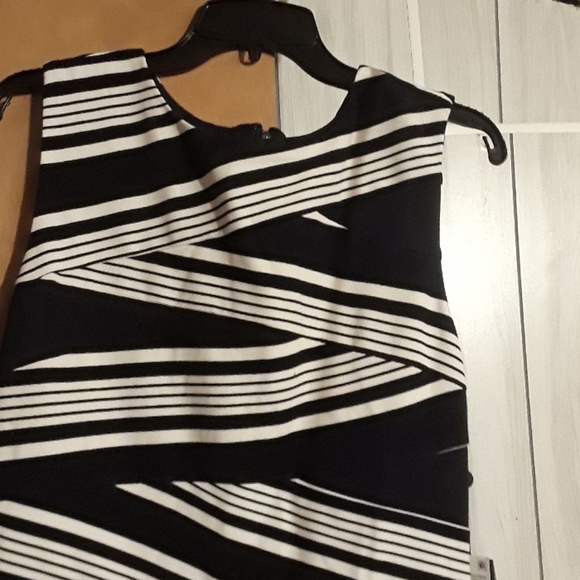 ADRIANNA WOMEN'S SLEEVELESS STRIPE BODYCON DRESS 12m white/BLK - Picture 3 of 8